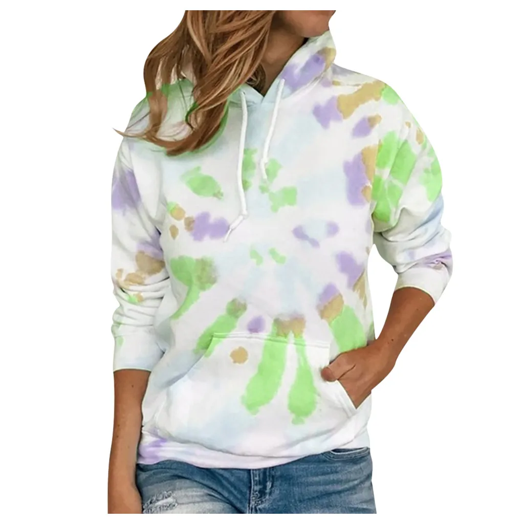 new arrival women sweetshirts Plus Size Tie-Dye Printed Gradient Pullover Long Sleeve Sweatshirt Top sudaderas para mujer