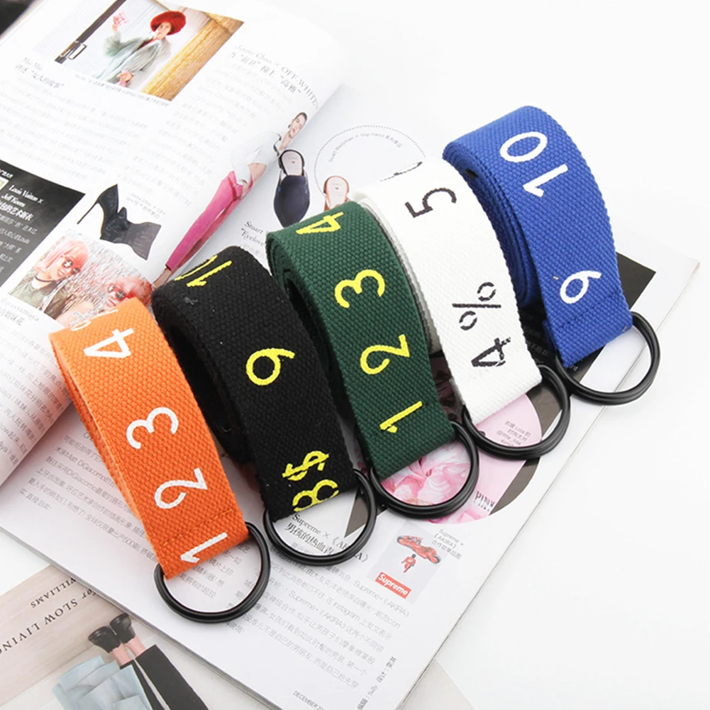 Ремень женский/мужской с принтом надписи длинный брезентовый пояс пряжкой