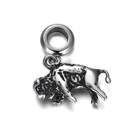 stainless steel spacer bail bead buffalo charms 5mm hole polished metal charm accessories diy bracelet jewelry making