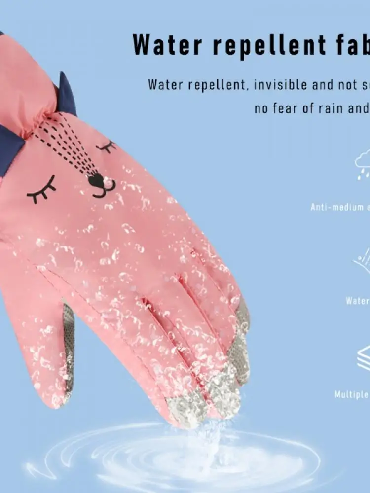 

Men Women Winter Outdoor Gloves Skiing Warm Velvet Cute Cartoon Anti-Freezing Non-Slip Gloves