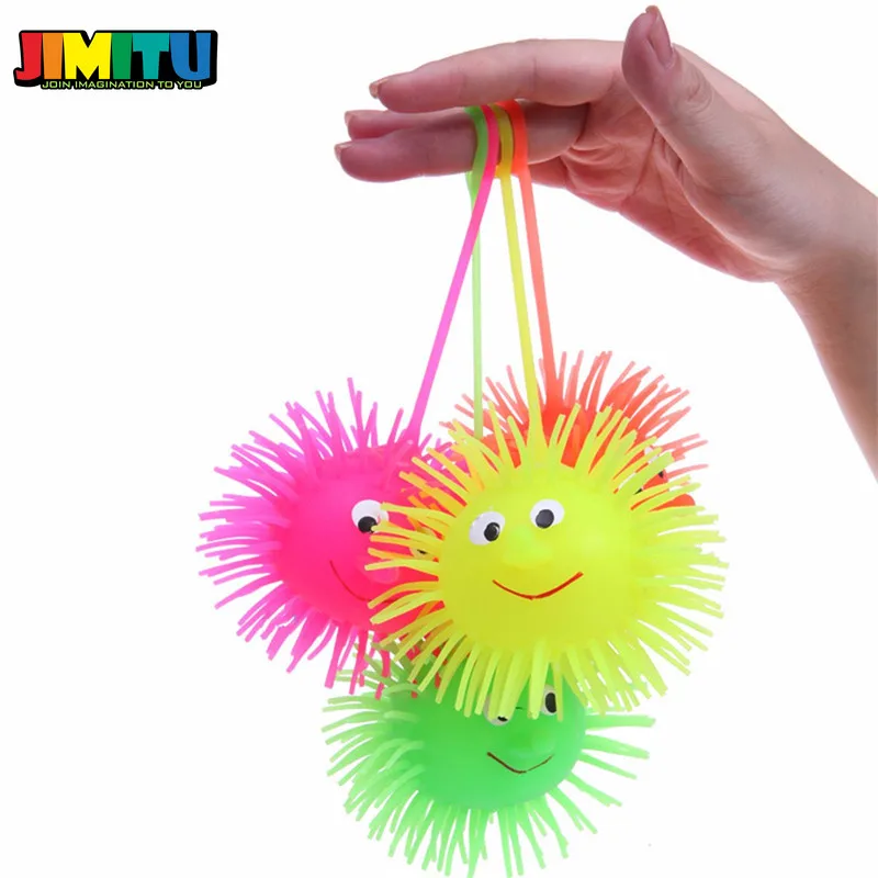 JIMITU Светящийся Люминесцентный Led Игрушки Смайлик Пуффер Шар для Детей Дети Бросок Сжимать Шипастый Массаж Цвет Случайный Игрушка на.