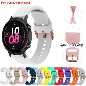 silicone 20mm band strap for samsung galaxy watch active23 41 smartwatch wristband huawei honor magic2 gt2 gt 2 42mm es correa free global shipping