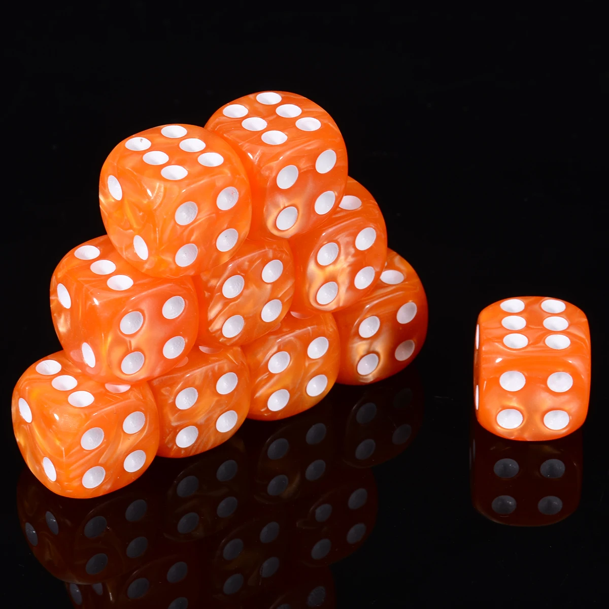 Orange Горячие 10 шт. Круглый угол жемчужные драгоценные кости 6 сторонние 16 мм игральные кости настольные бар игры вечерние забавные инструменты товары для развлечений - Цвет: Orange