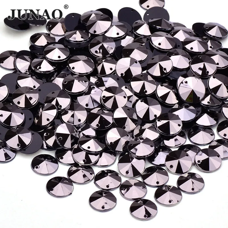JUNAO 500 шт. 10 мм черные круглые стразы для шитья Rivoli Акриловые искусственные | Дом и