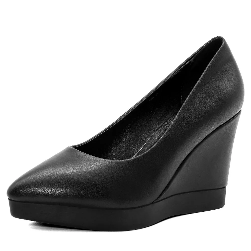 

Туфли на танкетке/высоком каблуке Элитный бренд из натуральной кожи с отделкой из натуральной кожи без шнуровки Удобная прогулочная обувь ...