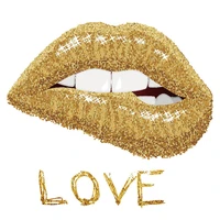 golden sexy lips iron on patches for clothing love letters iron on transfer on clothes thermo stickers applique for t shirt f