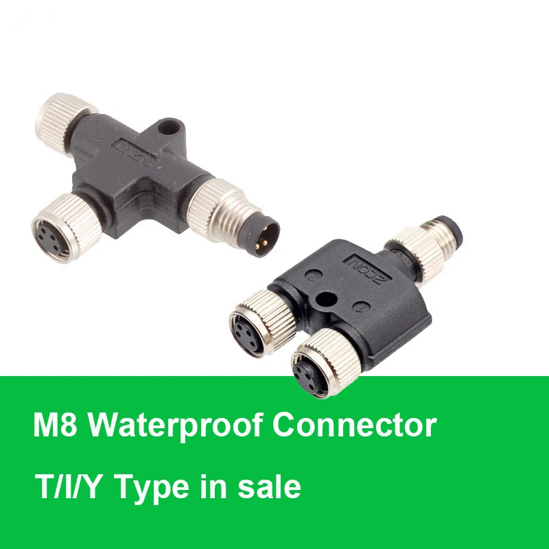 

STA Metal IP67 T/Y/I Shape Male Female 3 4 5B 8 Pin Conversion Aviation Plug Sensor Connector M8 to M8 Waterproof Cable Adapter