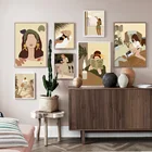 Абстрактные винтажные постеры в скандинавском стиле с изображением девушки пляжа листьев книги шляпы и принтов настенная живопись на холсте настенные картины для декора гостиной