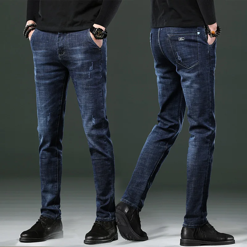 

2021 new men's jeans spring and autumn pants trendy casual trousers