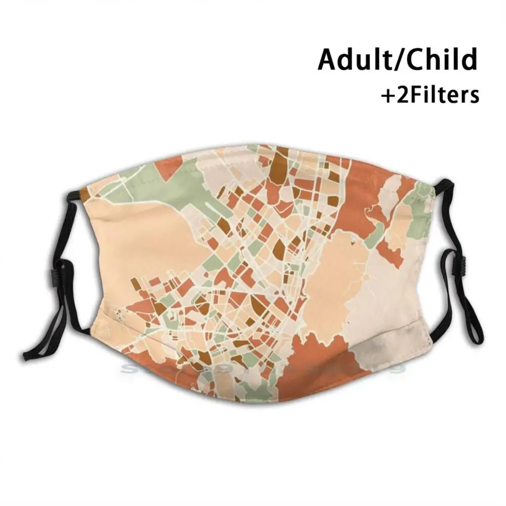 

Bogota Colombia City Map Earth Tones Design Anti Dust Filter Washable Face Mask Kids Bogota Bogota Map Bogota City Bogota