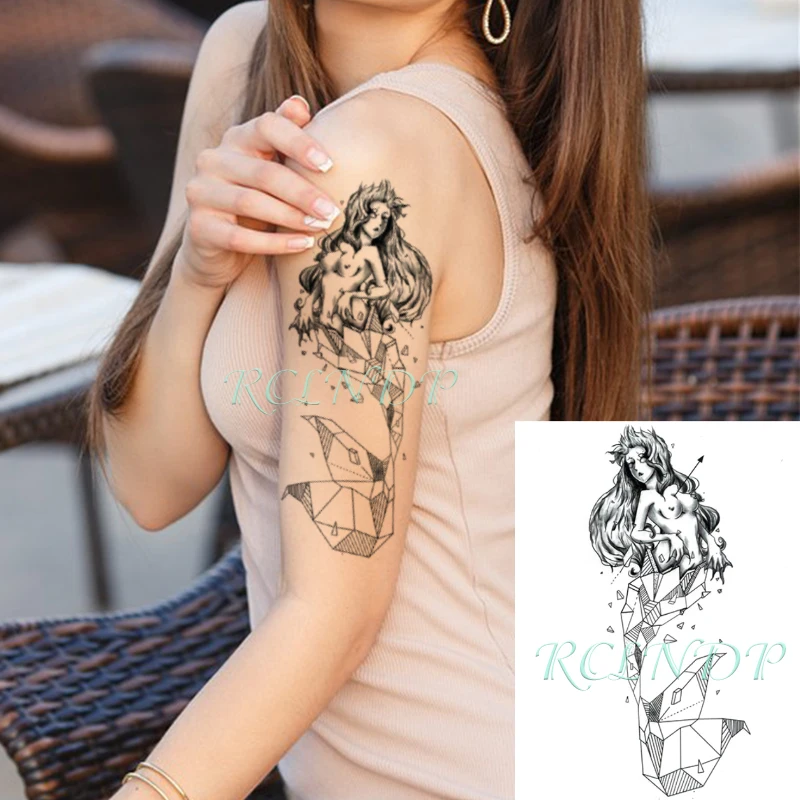 Водостойкая Временная тату наклейка сексуальная девушка Русалка стрела