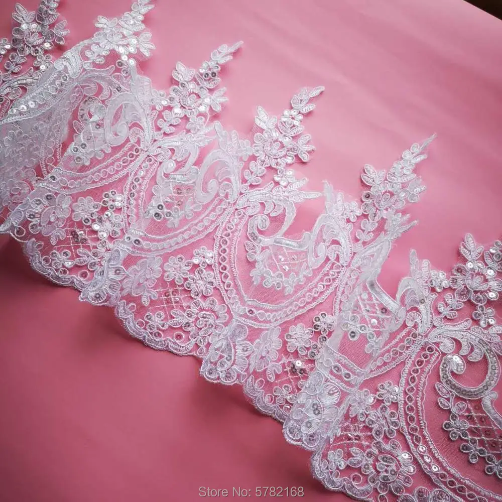 1 ярд/23 см белая слоновая кость блесток кординг ткань цветок Venise Венеция сетка