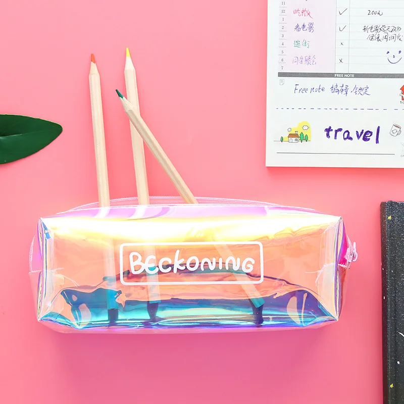 Милый чехол для карандашей креативный лазерной ручки милый прозрачный ручек