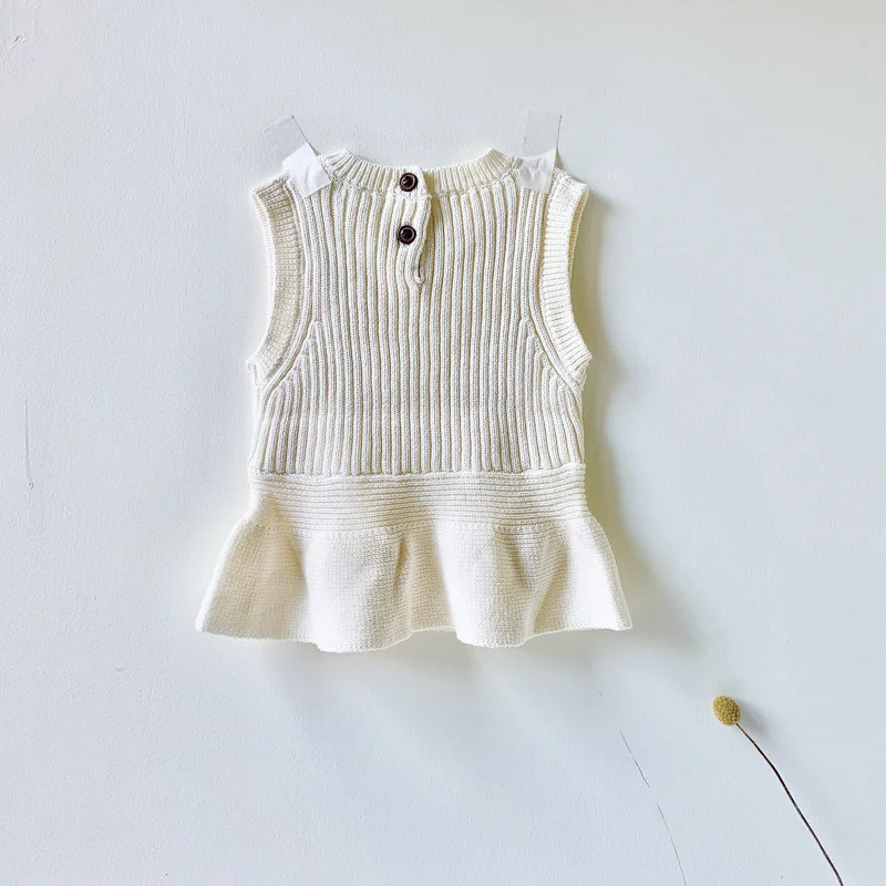 Весна-Осень 2020 детские жилеты безрукавки для девочек вязаные верхняя одежда