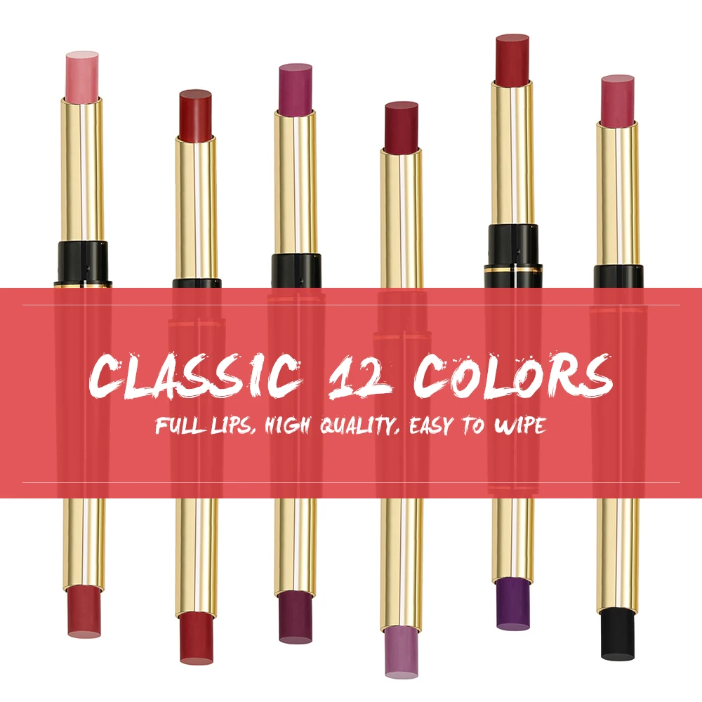 Распродажа на складе! Матовая губная помада с двойной головкой водостойкие
