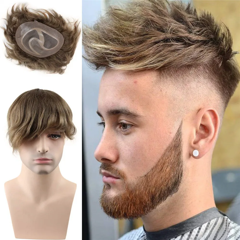 Toupee For Men Hair Pieces 100% European Virgin Human Hair Replacement System For Men 10