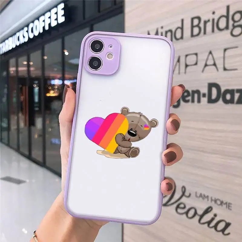 

Likee Funny cat bear love heart cute Phone Cases Matte Transparent for iPhone 7 8 11 12 s mini pro X XS XR MAX Plus cover funda