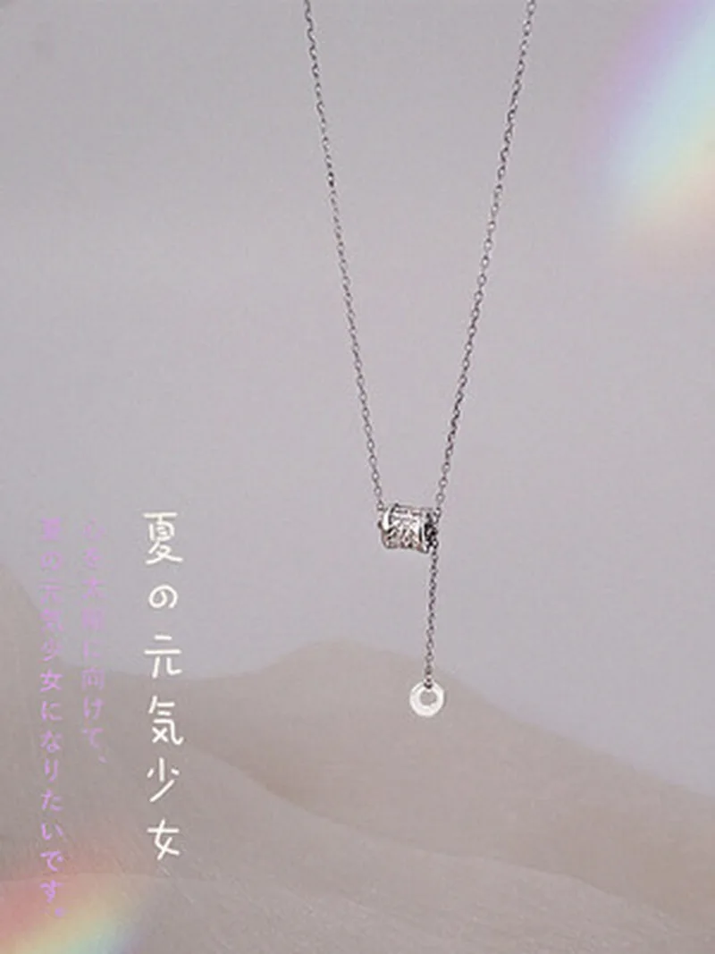 

925 Sterling Silver Necklace Cute Fashion Geometric Pendant Necklaces Gift for Girl