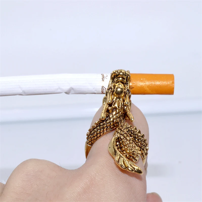 Фото Мужское кольцо в стиле ретро с драконом регулируемый размер | Украшения и