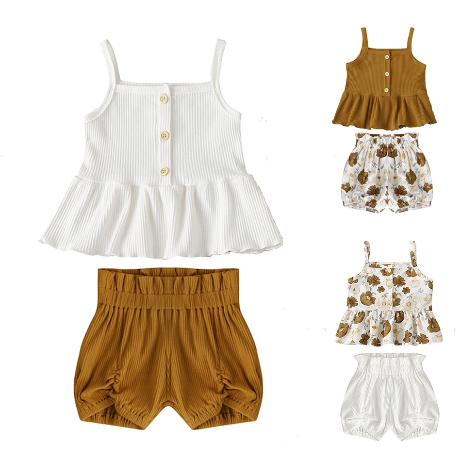 

1-5 Year Girl Summer Costume Set 2PC Kids Print Vest + Shorts Baby Girl Christmas Halloween Costume Toddler Children Sets