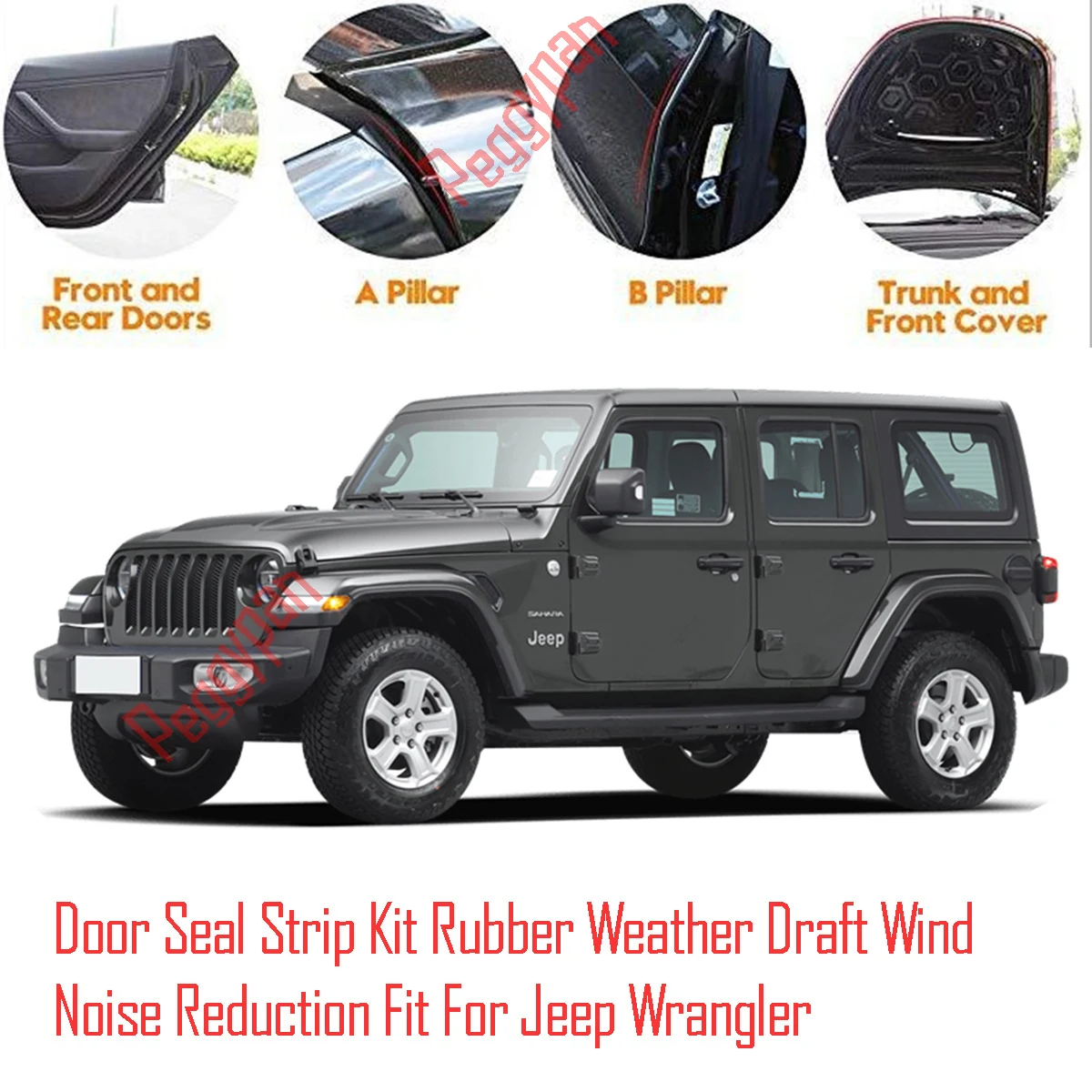 Door Seal Strip Kit Self Adhesive Window Engine Cover Soundproof Rubber Weather Draft Wind Noise Reduction Fit For Jeep Wrangler