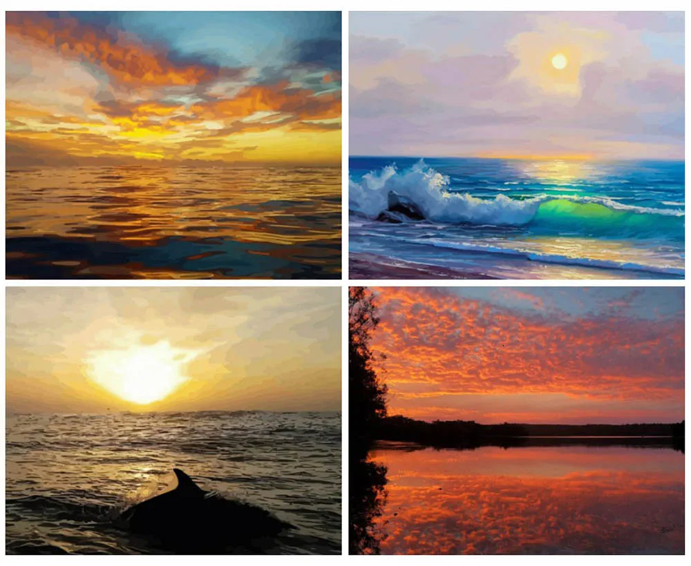 Краски по номерам закат пейзажи акриловое полотно Масляная Живопись Море ing море