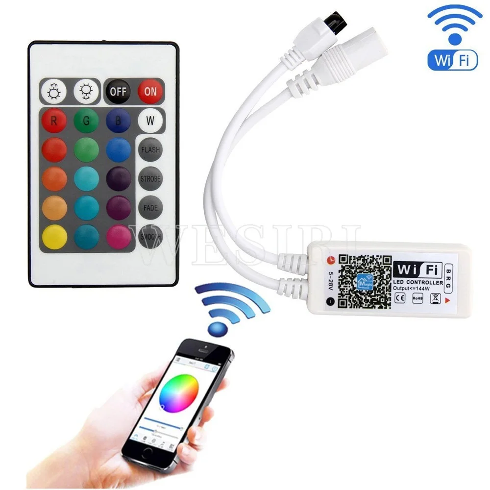 Миниатюрный контроллер RGB / RGBW для светодиодной ленты 3528 5050 5 В 12 24 постоянного
