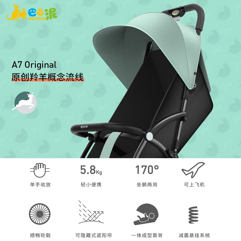 Детская коляска Baba складная с зонтиком зеленого цвета | Мать и ребенок