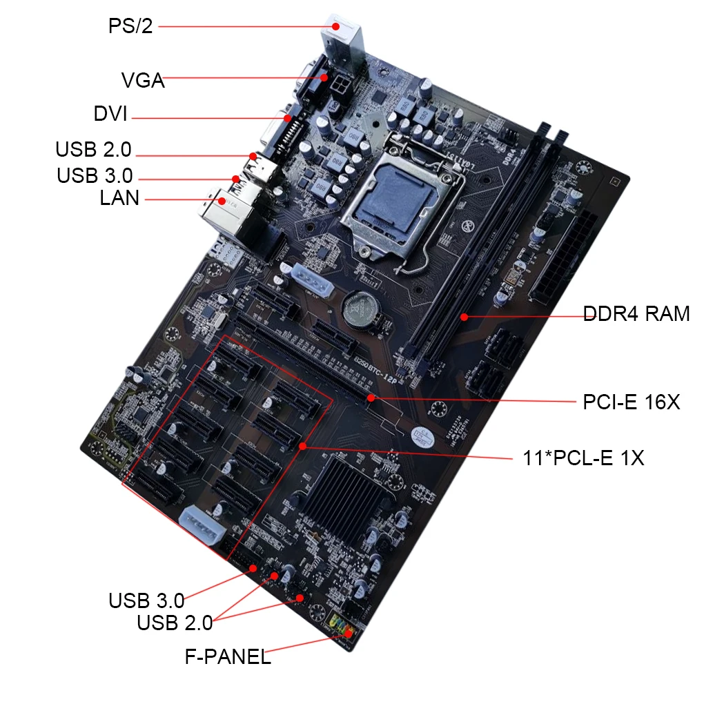 Материнская плата LGA1151 USB3.0 SATA3 Intel B250 B250M DDR4 макс. 16 Гб для Asus MINING EXPERT 12 PCIE Mining Rig BTC