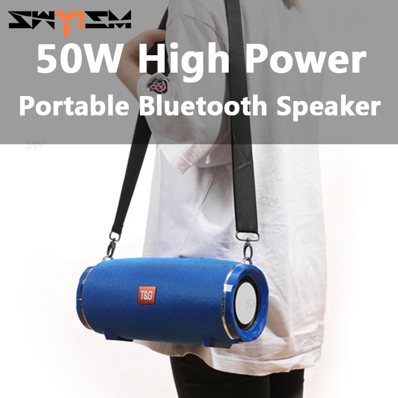 Портативная Водонепроницаемая Колонка TG187 50 Вт мощный Bluetooth динамик с сабвуфером
