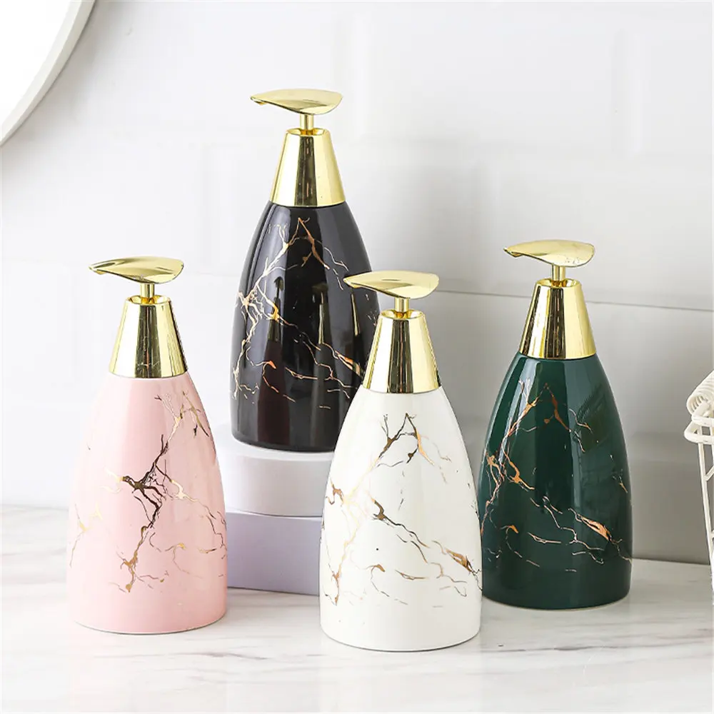 

470ml Soap Dispenser Marble Pattern Hair Conditioner Hand Washing Shampoo Bottles Bathroom Ceramic Empty Refill Sub-bottle