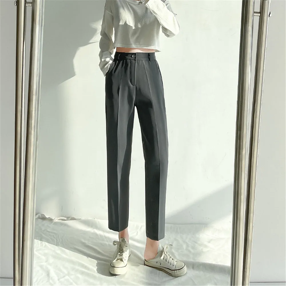 

Women Suit Pants Loose High Waist Slim Casual Straight Ankle Harem Trousers Sportswear Sweatpants
