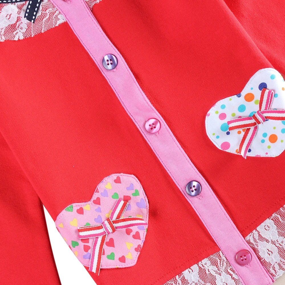 

Girls long-sleeved T-shirt tops spring new lace embroidered love figure map girls wearing shirt long-sleeved T-shirt F5691Y