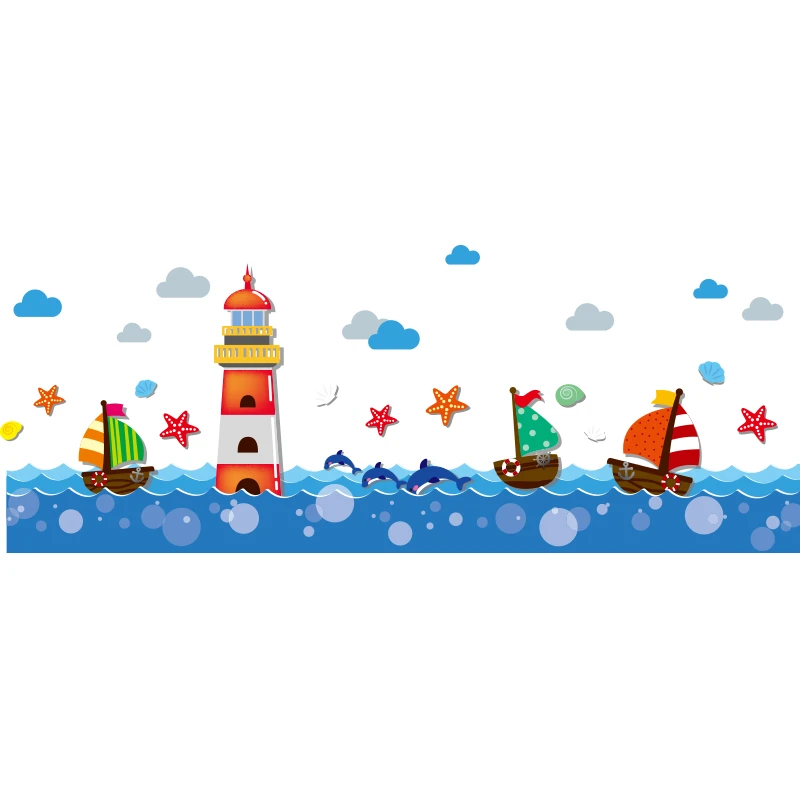 Парусная яхта маяк Виниловая наклейка сделай сам дизайн интерьера настенное