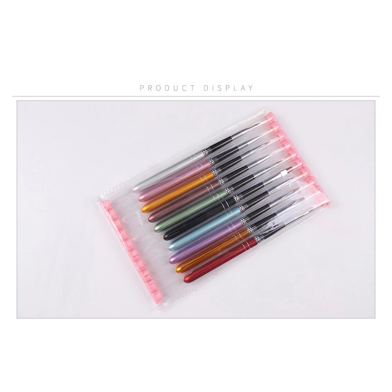 ANGNYA 10Pcs Nail Art Brush Set Drawing Painting Tool 10 Colors Professional Pen Manicure Liner Dotting 3D Carving UV Gel | Красота и