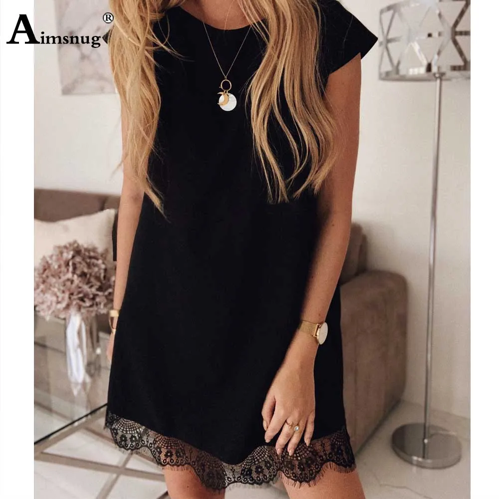 

Plus Size 2xl Solid Female Short Dress 2020 Lace Splice Loose Women's Dress Including Belt Summer New Sleeveless Casual Dresses