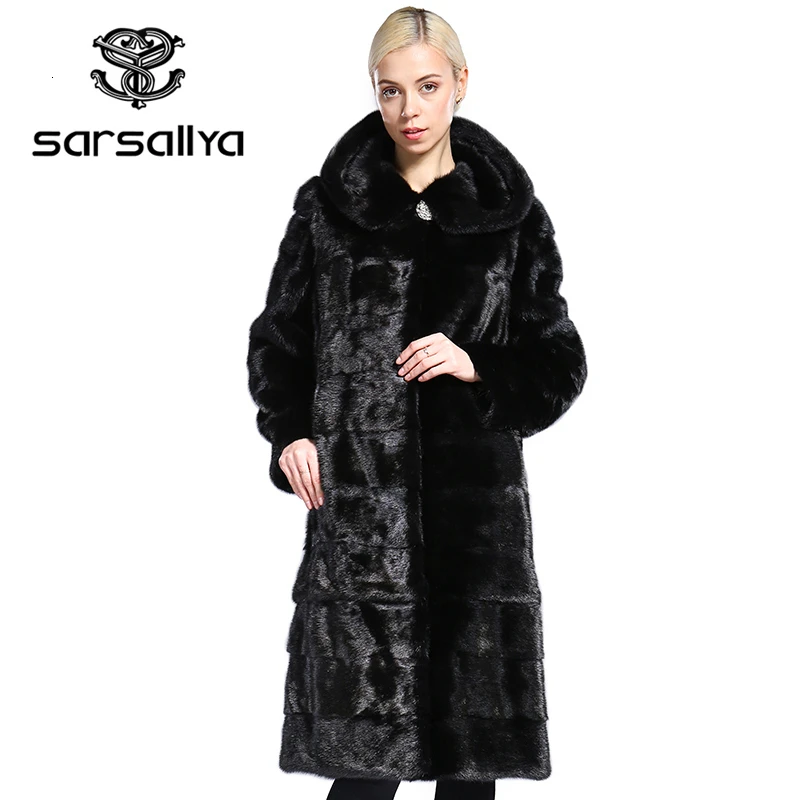 Sarsallya Шубы из натурального норки шуба куртки с натуральным мехом натуральная