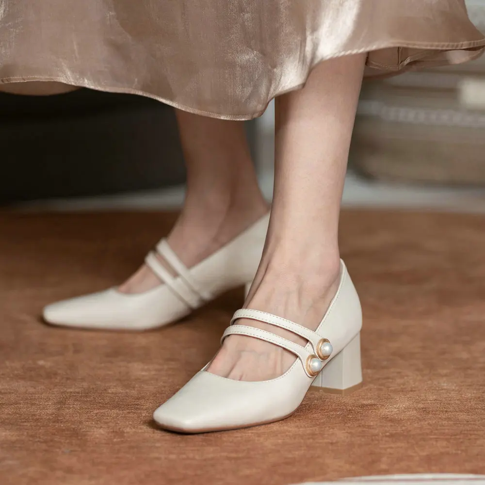 

EshtonShero Shoes Woman Pumps Mary Janes Wedding Party Shoes Platform Dress String Bead Women Shoes High Heels Ladies Shoes