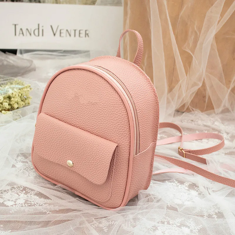 Pink Мини-рюкзак женский корейский стиль сумка через плечо из искусственной кожи для девочек-подростков Многофункциональный маленький рюкзак женский чехол для телефона - Цвет: Pink