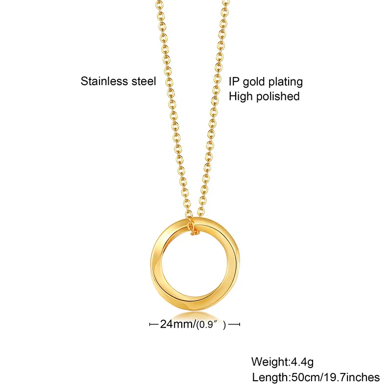 

Vnox Stylish Mobius Necklaces for Men Women,Twisted Stainless Steel Mathematical Icon Circel Round Pendant,Couple Lover Gift
