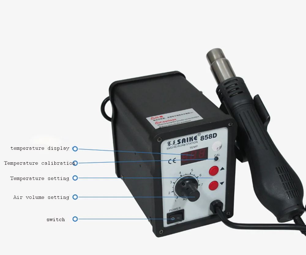 Saike 858d spadizione gratuita stazione di rilavorazione digitale pistola ad aria calda stazione di saldatura 700 w 220 v o 110V