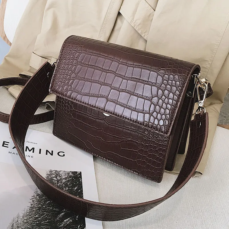 Luxury design women bag novelty of 2020 high quality faux leather crocodile pattern shoulder | Багаж и сумки