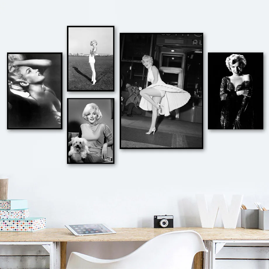 Marilyn Monroe Классическая фотография настенная Картина на холсте черные белые