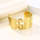 Индивидуальное название браслета, браслеты для мужчин и женщин из нержавеющей стали, индивидуальный персонализированный золотистый модный Регулируемый большой браслет, ювелирные изделия