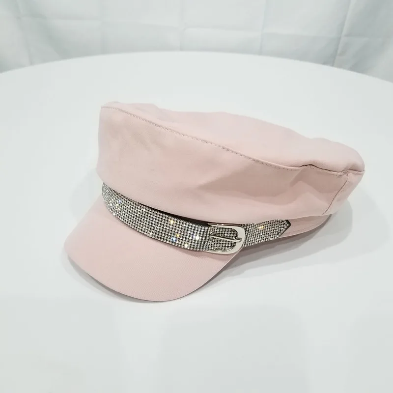 Блестящие стразы военные шапки креативный дизайн с пряжкой хлопковые