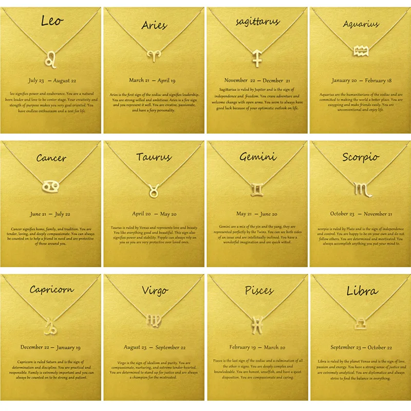 

12 Constellation Pendant Necklace Women Scorpio Zodiac Choker Necklace Gold Color Dainty Clavicle Chain Valentines Day Gift New