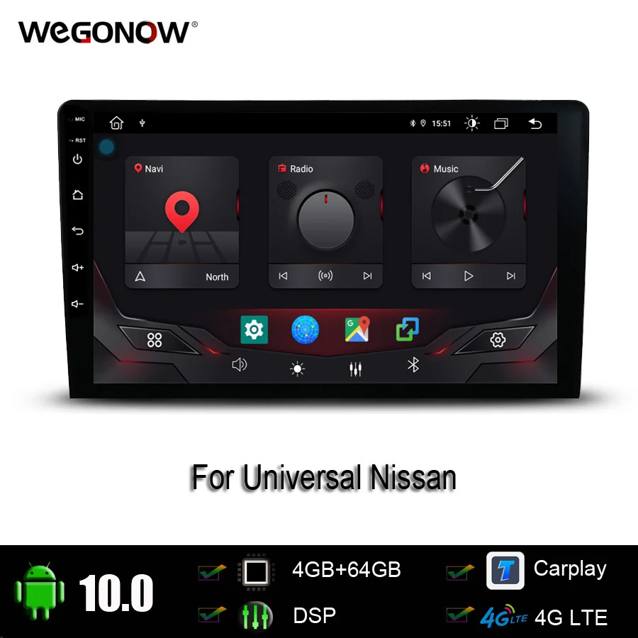Автомобильный DVD плеер 9 дюймов 10 1 дюйма один din Android 0 8 ядер 4 ГБ 64 GPS навигация Wi Fi BT