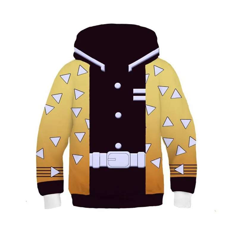 Kids Boy Girl Demon Slayer Kimetsu no Yaiba Tanjirou Nezuko Zenitsu Tomioka Cosplay Hoodie Costume Jacket Coat Halloween Party