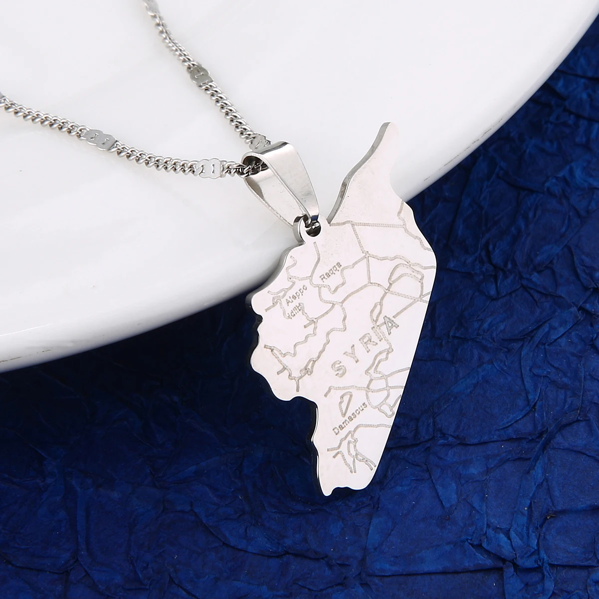 Ожерелья из нержавеющей стали в виде карты Сирии модные украшения