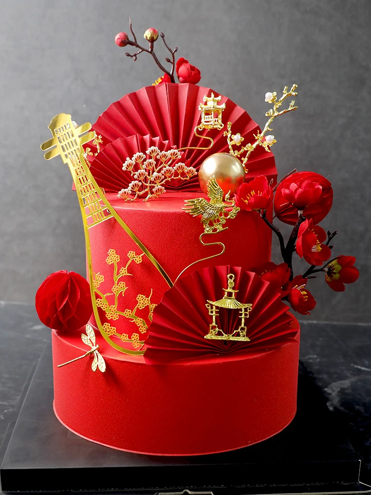 Луте павильон PineTree Crane Топпер для торта на день рождения вечерние украшения цветы